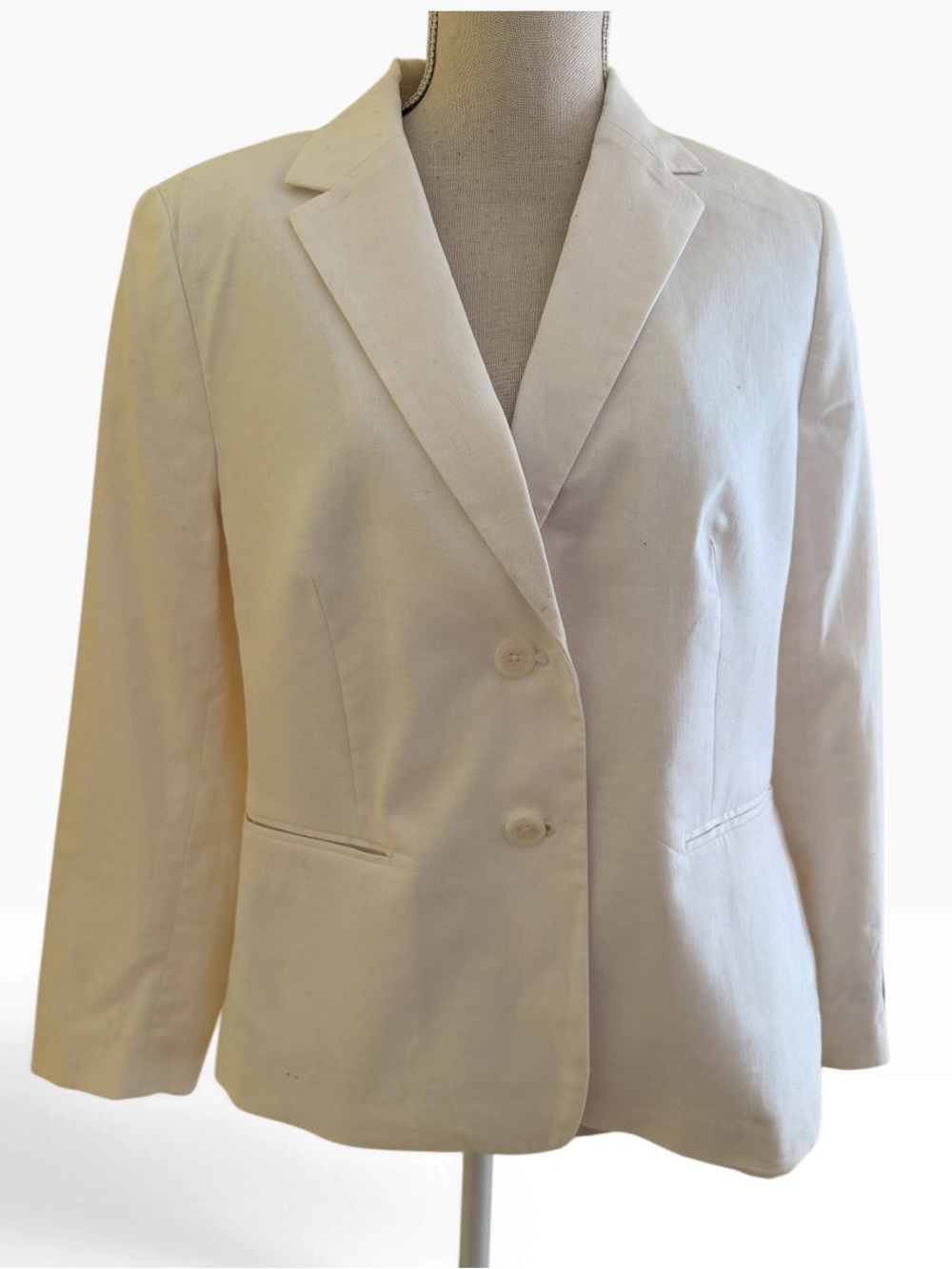 Banana Republic Factory Cream Stretch Linen Tailored Blazer 12